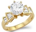 Solid 14k Yellow Gold Solitaire CZ Cubic Zirconia Engagement Ring New Unique 2.0 ct