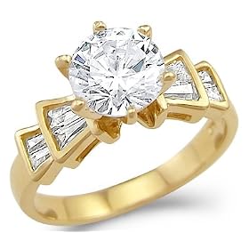 Solid 14k Yellow Gold Solitaire CZ Cubic Zirconia Engagement Ring New Unique 2.0 ct
