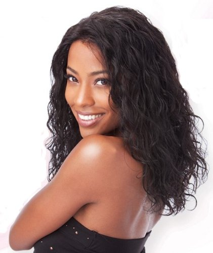 SAGA Indian Remy Hair Lace Front Wig - LOOSE DEEP (Wet & Wavy) - 1 JET BLACK