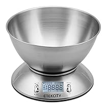 Etekcity Digital Food Kitchen Scale with Timer Clock,Temperature Sensor, Stainless Steel, 11lb (5kg) ,Silver
