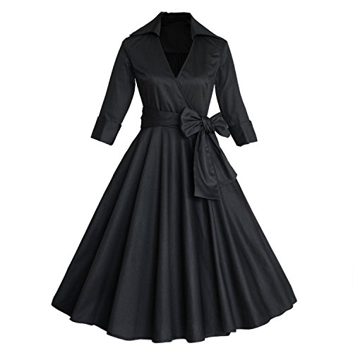 Dressystarレディース フォーマル 女生ワンピース ドレス ひざ丈 パーティー バー フォーマル 結婚式 発表会 お呼ばれ 長袖　欧美復古風