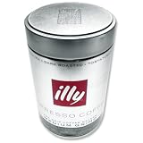 Illy dark roast, medium grind, ground coffee, 8.8oz can.