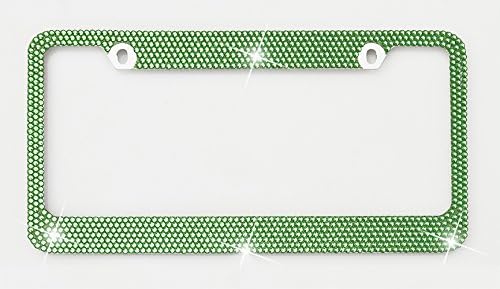 Car Candy 135-ACXN 7 Row Green Crystal Bling License Plate Frame