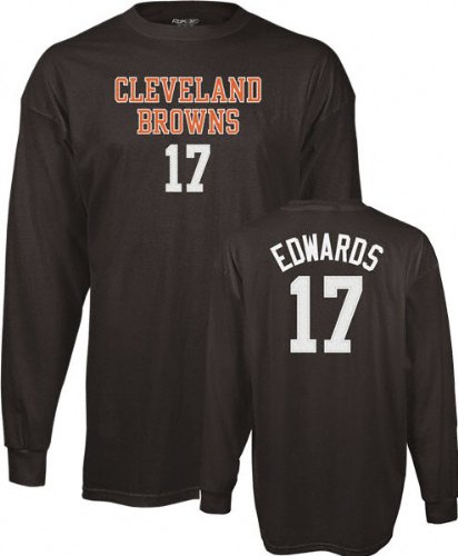 Braylon Edwards Reebok Name and Number Long Sleeve Cleveland Browns T-Shirt - Medium