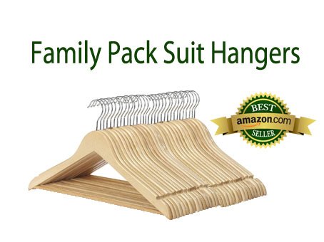 Whitmor 6026-715-16 Natural Wood Collection Suit Hangers, Set of 16 - Set of 2