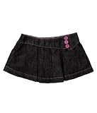 Please Mum Glitter Denim Pleated Skirt - Jet Black - Large