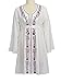 Yonala Women Vintage Flower Embroidery Drawstring Beach Dress Swimsuit Cover Up