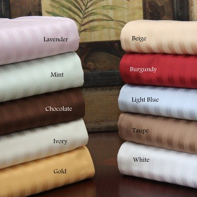 650 Thread Count Egyptian Cotton Stripe Sheet Set Color: Gold, Size: Queen