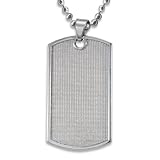 Stainless Steel Dog Tag with Grid Pattern on a 24 Inch Chain