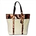 Milano Canvas and Metallic Leather Handbag in Bronze
