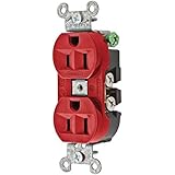 Hubbell 5262R Receptacle, Duplex Straight Blade, Hubbel-Pro, 15A, 125V, SM, Red