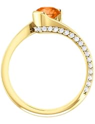 14K Yellow Gold 6.00mm Round Cut Mexican Fire Opal and Diamond Ring -- LIFETIME WARRANTY