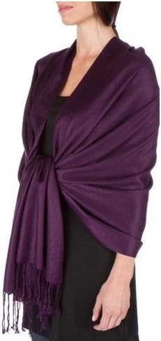OnlyUsWedding 78" X 28" Silky Soft Solid Pashmina Shawl / Wrap (Dark Purple)