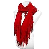 RED FRINGED CIRCLE RING LIGHTWEIGHT BOHO STYLE INFINITY SCARF Reviews