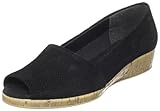 IMAGE OF Aerosoles Women's Sprig Break Open-Toe Wedge,Black Suede,11 W US