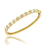 Vermeil (24k Gold over Sterling Silver) Simulated Diamond cz Oval prong S design Bangle Bracelet