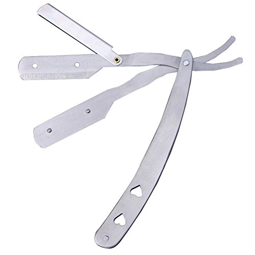 Silvercell Mens Stainless Steel Straight Edge Razors Blade Folding Shaving Knife (As Picture)