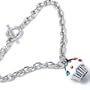 Crystal Cupcake Silvertone Toggle Charm Bracelet