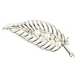 Faux Pearl And Studded Leaf Flower Brooches Pin