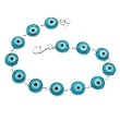 Sterling Silver 13 Hamsa Eyes Enamel Link Bracelet