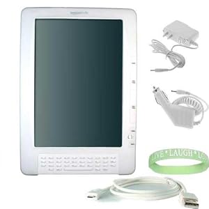 5 Item Accesories package for Amazon Kindle DX E-Book Reader: Silicone Skin Rubber Cover (CLEAR) + White Amazon Kindle DX Car Charger + White Amazon Kindle DX Wall Charger + White Amazon Kindle DX Data Cable + A Live*Laugh*Love Wrist Band!!!