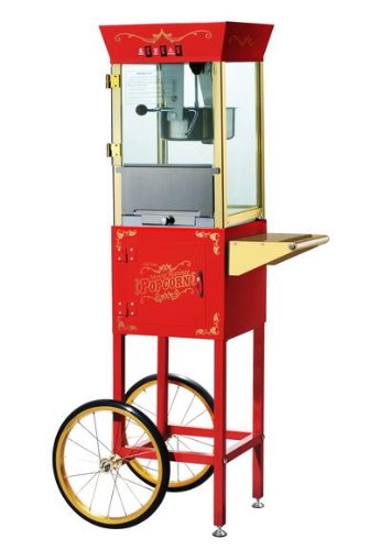 Great Northern Popcorn Red Matinee Movie 8 oz. Ounce Antique Popcorn Machine and Cart