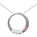 Sterling Silver HOPE Pink Ribbon Graduated Open Circle BCA Pendant on 18-21in Adjustable Necklace