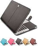 Mosiso&reg; Black Premium Quality PU Leather Book Cover Clip On Case for Apple 13 inch MacBook Pro with Retina Display (No CD-Rom Drive), Black