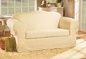 100% Cotton - 2 Piece Sofa Slipcover - Natural