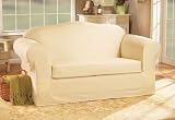 100% Cotton - 2 Piece Loveseat Slipcover - Natural