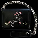 Black Vinyl Embroidered Panther Chain Wallet by Sourpuss