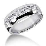 14K White Gold Men's Princess Cut Diamond Wedding Band (1.25ct.tw, HI Color, SI2 Clarity)
