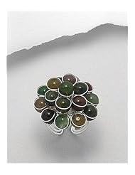 Semi GemStone Beads Ring In White Base