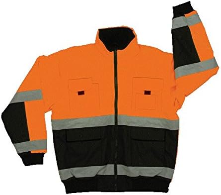 2W 330C-3 XXL Class 3 Reversible Bomber Jacket - Black &amp; Orange, XX-Large