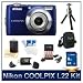 Nikon Coolpix L22 Digital Camera (Blue), 12 Megapixels, 3.6x Optical Zoom (37-134mm), 3 High Resolution LCD, 8 GB Memory Card, Deluxe Camera Case, Lens Cleaning Kit, Card Reader, and Tripod