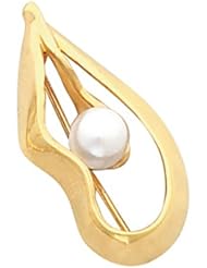 14K Yellow Gold Akoya Cultured White Pearl Brooch -- LIFETIME WARRANTY