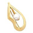 14K Yellow Gold White Akoya Pearl Brooch