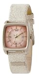 Kahuna Stainless Steel Ladies Pink Analogue Dial & White Cracked Leather Strap Watch