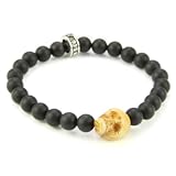 King Baby Black Onyx Beads With Carved Bone Sk