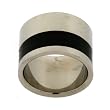 Stainless Steel Ring Black Accented Flat Band Polish Finish 316L (15mm) Width by Bucasi