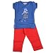 Bio Kid Designer Top & Capri Bottom - Ink Blue T Shirt & Red Leggings - 2 Pcs Set Pack RS.451.00
