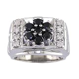2.60 CT Men's Black & White Diamond Ring Antique Finish