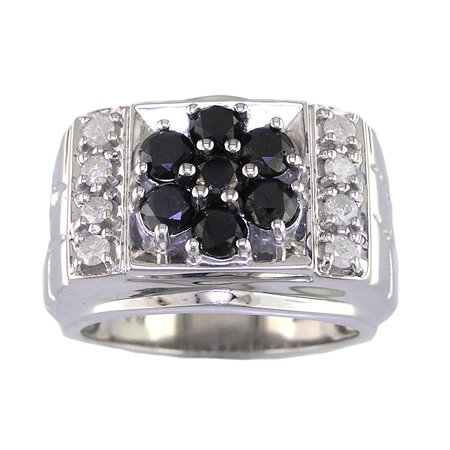 2.60 CT Men's Black & White Diamond Ring Antique Finish