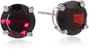 Sterling-Silver-Round-Garnet-Earrings