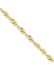 1.8mm, 10 Karat Gold, Lightweight Diamond-Cut Rope Chain- 9 inch