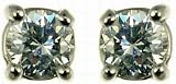 Image of 9ct Yellow Gold Ladies 1/3 Carat Solitaire 4 Claw Diamond Stud Earrings