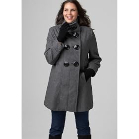 Avenue Plus Size Funnel Neck Big Button Wool Coat