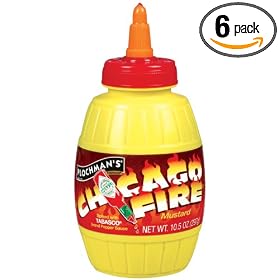 Plochman's Flavored Yellow Mustard, Chicago Fire, 10.5-Ounce Squeeze Barrels (Pack of 6)