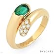 Bulgari Made in Italy Indulgent Ring with 0.85 CTW Precious Stones - Genuine Super Clean round Diamonds and Emerald Made of 18K Yellow Gold