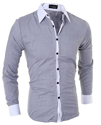 Generic Men's Slim Fit Collision Color Button Down Shirt